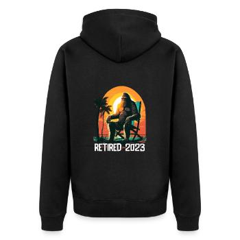 Retirement Retired 2023 - Unisex Premium Organic Zip Hoodie - black - Back - Nico (187cm)