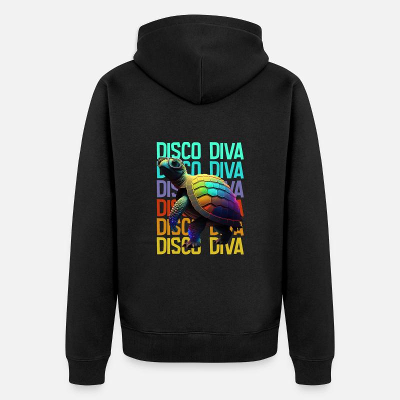 Turtle Disco Diva - Unisex Premium Bio Zip Hoodie - Schwarz