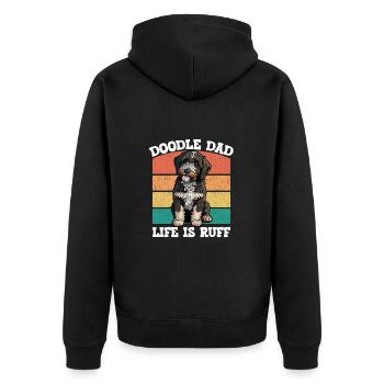 Doodle Dad Das Leben ist Ruff - Unisex Premium Bio Zip Hoodie - Schwarz - Hinten - Nico (187cm)