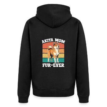 Akita Hund Akita Mom Fell Ever - Unisex Premium Bio Zip Hoodie - Schwarz - Hinten - Nico (187cm)