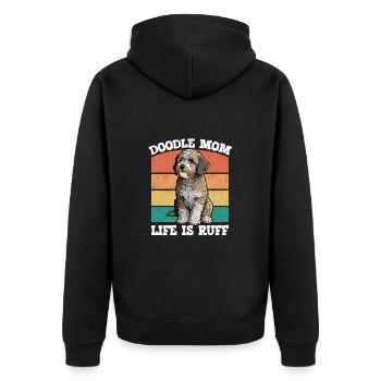 Das Leben der Doodle-Mutter ist ein Wahnsinn - Unisex Premium Bio Zip Hoodie - Schwarz - Hinten - Nico (187cm)