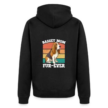 Basset Hound Basset Mom Pelz Ever - Unisex Premium Bio Zip Hoodie - Schwarz - Hinten - Nico (187cm)
