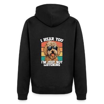 Goldendoodle Ich höre, dass du einfach nicht zuhörst - Unisex Premium Bio Zip Hoodie - Schwarz - Hinten - Nico (187cm)