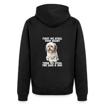 Havanese First We Steal Your Heart - Unisex Premium Organic Zip Hoodie - black - Back - Nico (187cm)