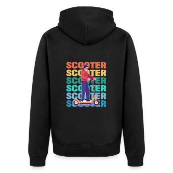 Scootering Boy Bunt - Unisex Premium Bio Zip Hoodie - Schwarz - Hinten - Nico (187cm)