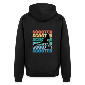 Scooter Bunt - Unisex Premium Bio Zip Hoodie - Schwarz - Hinten - Nico (187cm)