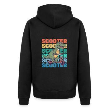 Scootering T Rex - Unisex Premium Bio Zip Hoodie - Schwarz - Hinten - Nico (187cm)