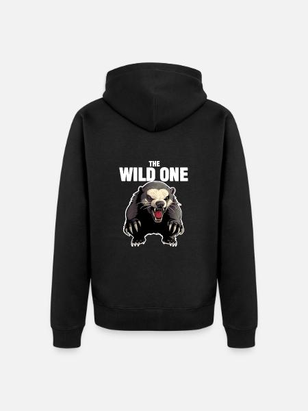Honigdachs Der Wilde - Unisex Premium Bio Zip Hoodie - Schwarz