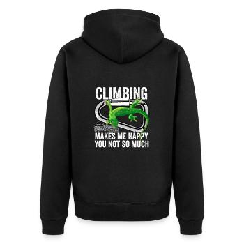 Climbing Gecko Makes Me Happy You Not So Much - Unisex Premium Organic Zip Hoodie - black - Back - Nico (187cm)