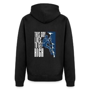 Climbing This Guy Likes To Get High - Unisex Premium Organic Zip Hoodie - black - Back - Nico (187cm)