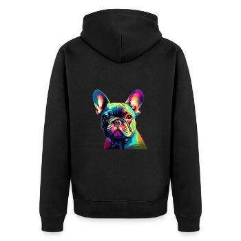 Bouledogue Français Coloré - Veste à capuche bio Premium Unisexe - noir - Dos - Nico (187cm)