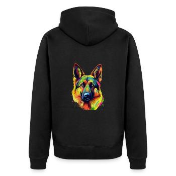 German Shepherd Dog Colorful - Unisex Premium Organic Zip Hoodie - black - Back - Nico (187cm)