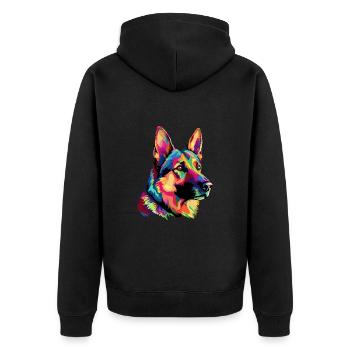 German Shepherd Dog Colorful - Unisex Premium Organic Zip Hoodie - black - Back - Nico (187cm)