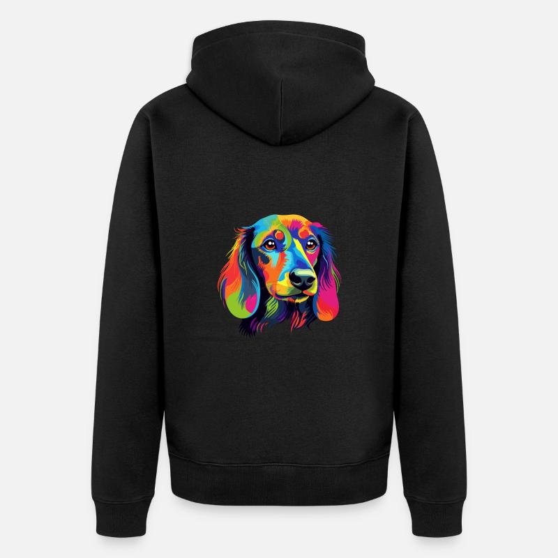 Teckel Chien Coloré - Veste à capuche bio Premium Unisexe - noir