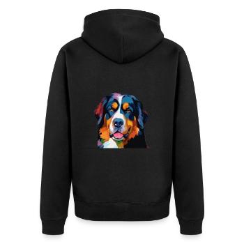 Bernese Mountain Dog Colorful - Unisex Premium Organic Zip Hoodie - black - Back - Nico (187cm)