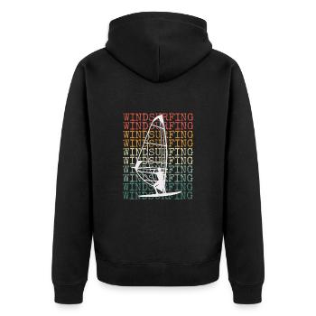 Windsurfen Retro Vintage - Unisex Premium Bio Zip Hoodie - Schwarz - Hinten - Nico (187cm)