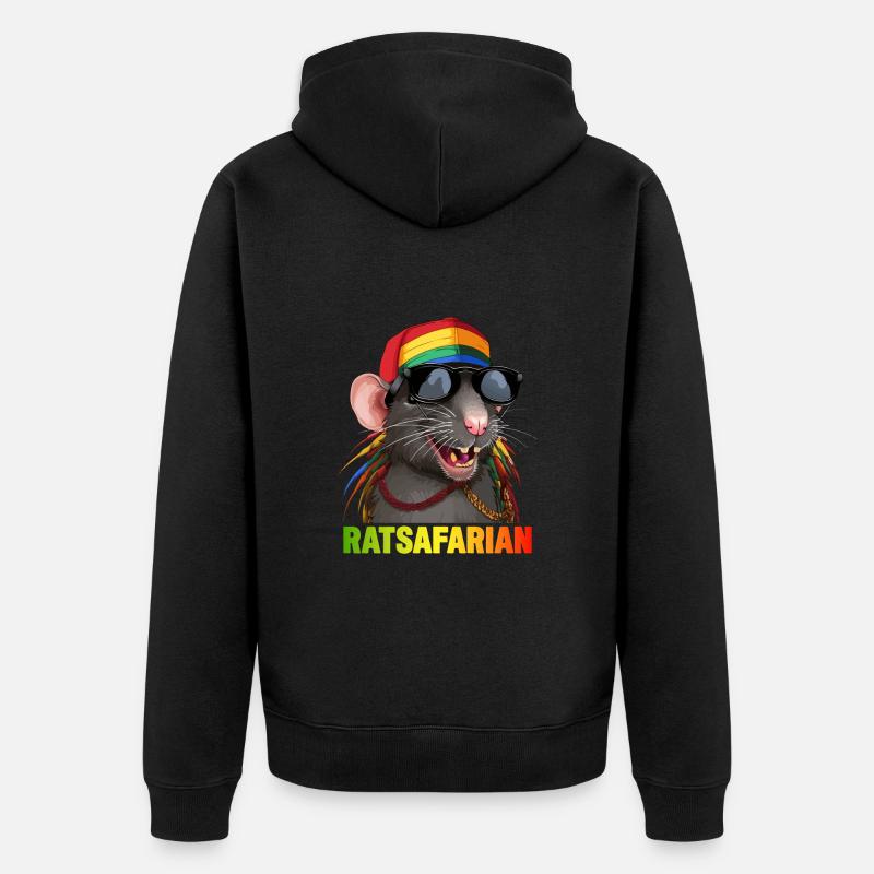 Cool Rasta Rat Coloré - Veste à capuche bio Premium Unisexe - noir