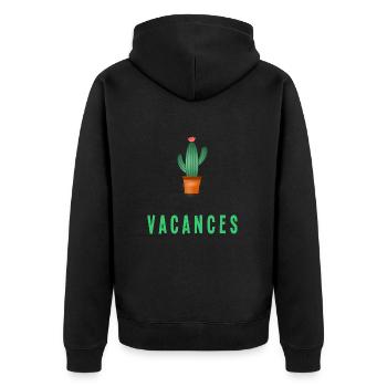VIELEN DANK. DANKE. VIELEN DANK. JAHRESTAG. FEIERTAG - Unisex Premium Bio Zip Hoodie - Schwarz - Hinten - Nico (187cm)
