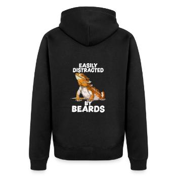 Bartagame leicht von Bärten abgelenkt - Unisex Premium Bio Zip Hoodie - Schwarz - Hinten - Nico (187cm)