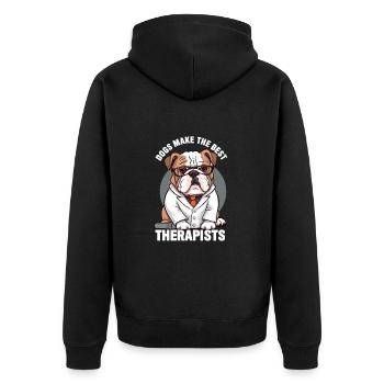Hunde sind die besten Therapeuten - Unisex Premium Bio Zip Hoodie - Schwarz - Hinten - Nico (187cm)