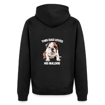 Englische Bulldogge Herren Dieser Vater liebt seine Bulldogge - Unisex Premium Bio Zip Hoodie - Schwarz - Hinten - Nico (187cm)