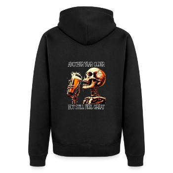 Geburtstag Bier trinken Skelett - Unisex Premium Bio Zip Hoodie - Schwarz - Hinten - Nico (187cm)