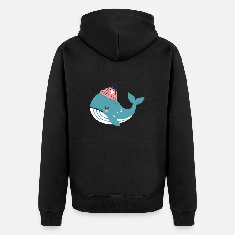 Baleine rêveuse avec bonnet - Veste à capuche bio Premium Unisexe - noir