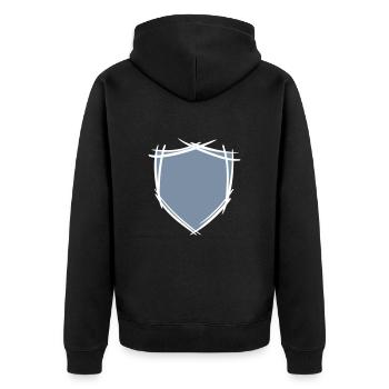 Schild / Wappen Symbol. Hand gezeichnet. Vorlage - Unisex Premium Bio Zip Hoodie - Schwarz - Hinten - Nico (187cm)
