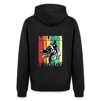Malinois Brush - Unisex Premium Organic Zip Hoodie - black - Back - Nico (187cm)