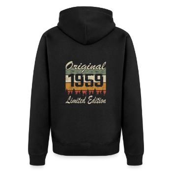Vintage Geburtstag Original Geschenkidee 1959 - Unisex Premium Bio Zip Hoodie - Schwarz - Hinten - Nico (187cm)
