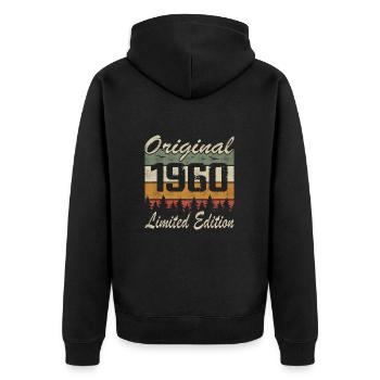 Vintage Geburtstag Original Geschenkidee 1960er Jahre - Unisex Premium Bio Zip Hoodie - Schwarz - Hinten - Nico (187cm)