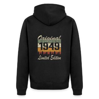 Vintage Anniversaire Idée Cadeau Original 1949 - Veste à capuche bio Premium Unisexe - noir - Dos - Nico (187cm)