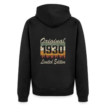 Vintage Anniversaire Idée Cadeau Original 1930 - Veste à capuche bio Premium Unisexe - noir - Dos - Nico (187cm)