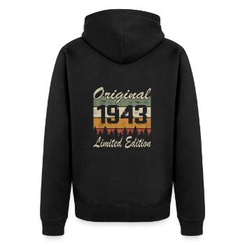 Vintage Anniversaire Idée Cadeau Original 1943 - Veste à capuche bio Premium Unisexe - noir - Dos - Nico (187cm)