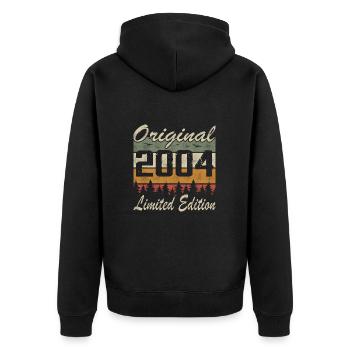 Vintage Geburtstag Original Geschenkidee 2004 - Unisex Premium Bio Zip Hoodie - Schwarz - Hinten - Nico (187cm)