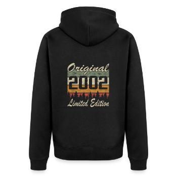 Vintage Geburtstag Original Geschenkidee 2002 - Unisex Premium Bio Zip Hoodie - Schwarz - Hinten - Nico (187cm)