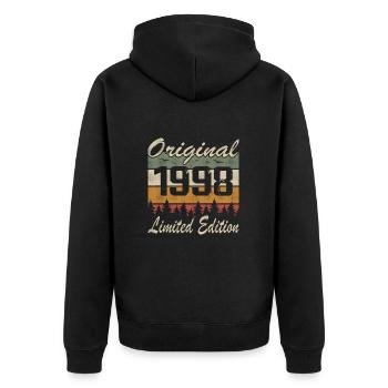 Vintage Geburtstag Original Geschenkidee 1998 - Unisex Premium Bio Zip Hoodie - Schwarz - Hinten - Nico (187cm)
