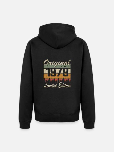Vintage Geburtstag Original Geschenkidee 1978 - Unisex Premium Bio Zip Hoodie - Schwarz