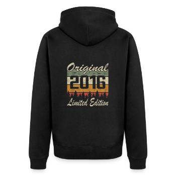 Vintage Anniversaire Idée Cadeau Original 2016 - Veste à capuche bio Premium Unisexe - noir - Dos - Nico (187cm)