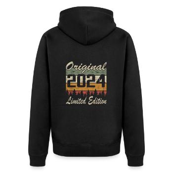 Vintage Anniversaire Idée Cadeau Original 2024 - Veste à capuche bio Premium Unisexe - noir - Dos - Nico (187cm)