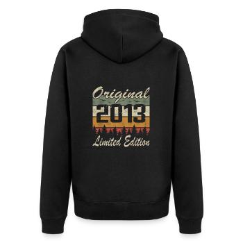 Vintage Geburtstag Original Geschenkidee 2013 - Unisex Premium Bio Zip Hoodie - Schwarz - Hinten - Nico (187cm)