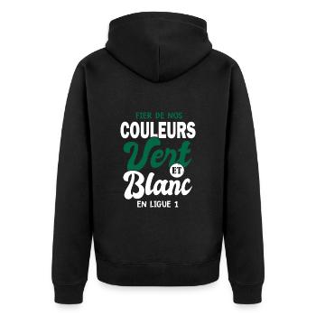 Les Verts fiers des couleurs footfball st étienne - Veste à capuche bio Premium Unisexe - noir - Dos - Nico (187cm)