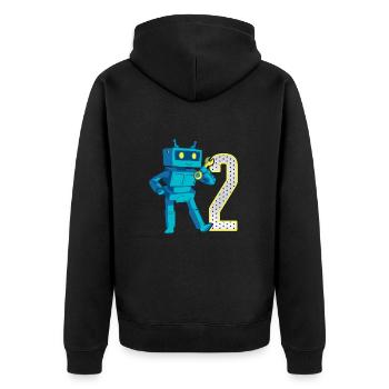 2. Geburtstag Retro Roboter 2 Jahre alt Robotik - Unisex Premium Bio Zip Hoodie - Schwarz - Hinten - Nico (187cm)