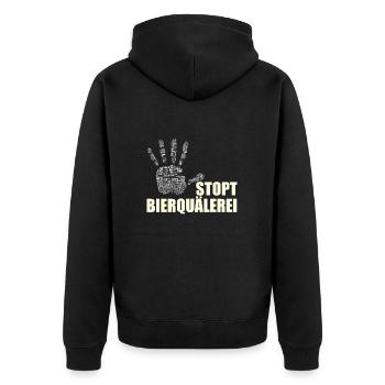 Stopt Bierqäulerei - Unisex Premium Bio Zip Hoodie - Schwarz - Hinten - Nico (187cm)