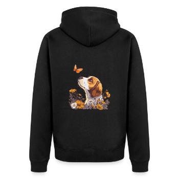 Beagle avec papillon - Veste à capuche bio Premium Unisexe - noir - Dos - Nico (187cm)