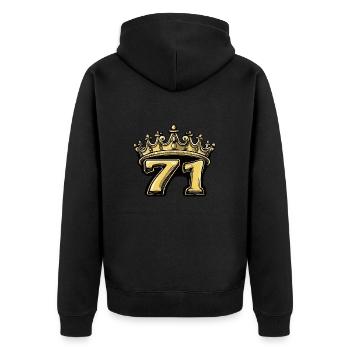 71 Number Krone - Unisex Premium Organic Zip Hoodie - black - Back - Nico (187cm)
