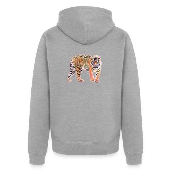 Tiger - Veste à capuche bio Premium Unisexe - gris chiné - Dos - Nico (187cm)