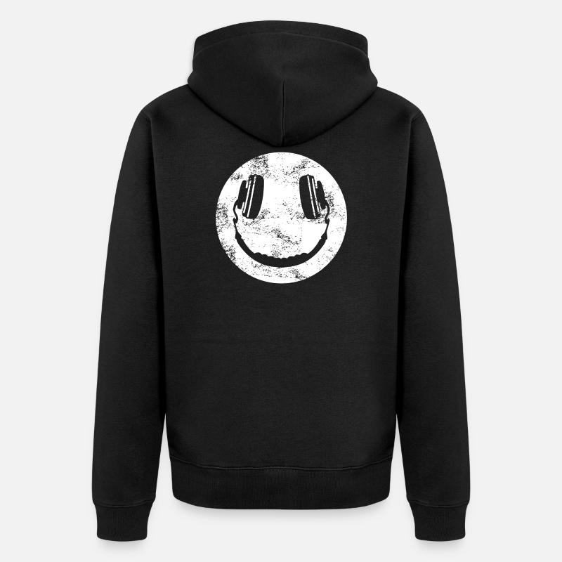 Techno - Musik - Kopfhörer - EDM - Rave - Unisex Premium Bio Zip Hoodie - Schwarz