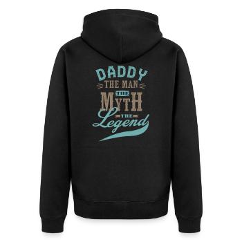 daddy man mith legend gift dad - Unisex Premium Organic Zip Hoodie - black - Back - Nico (187cm)