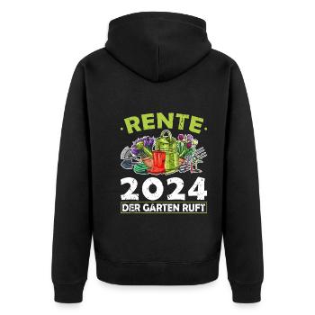 Rente 2024 Garten Ruhestand Gärtner Rentner - Unisex Premium Bio Zip Hoodie - Schwarz - Hinten - Nico (187cm)